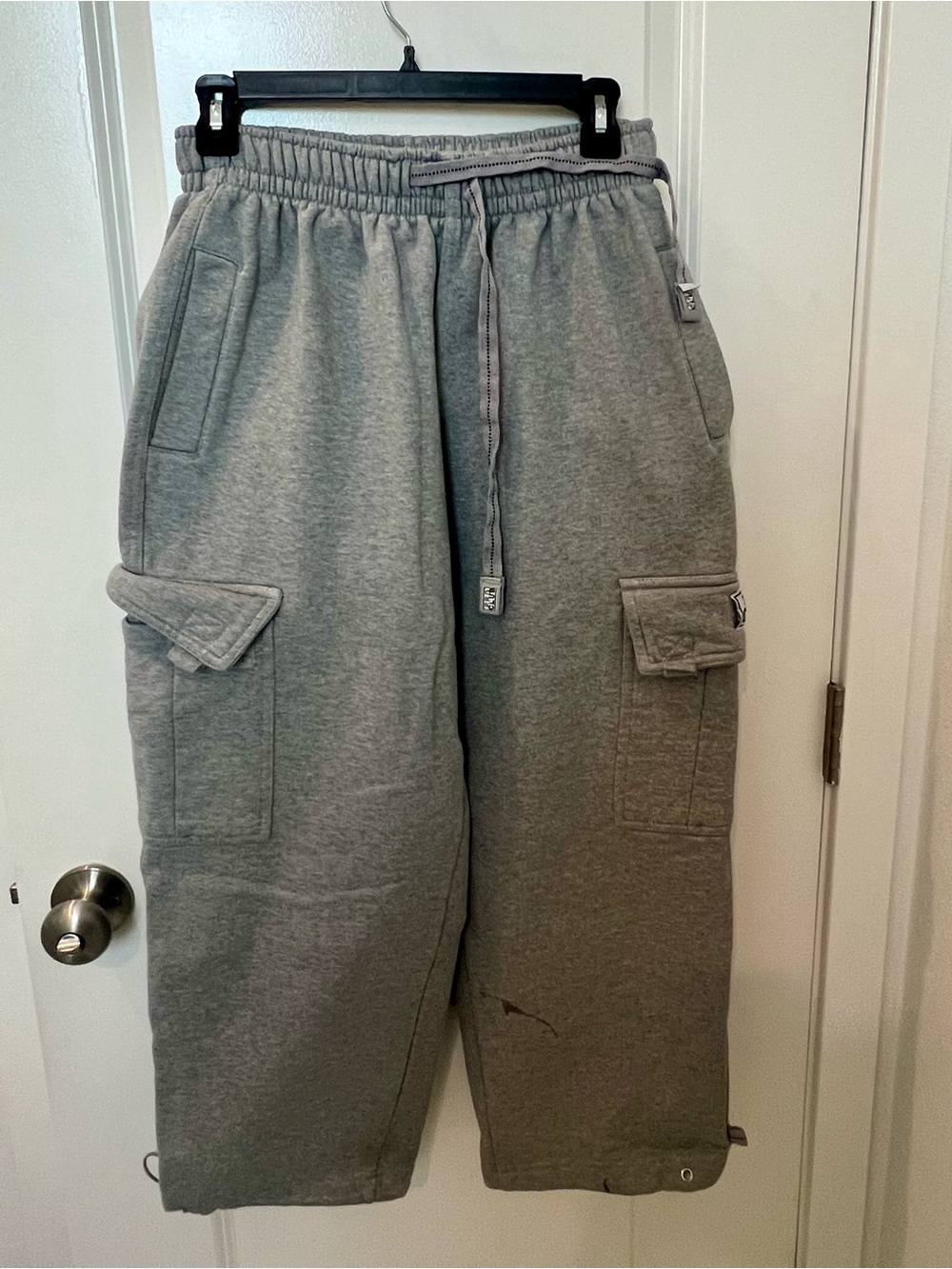 Pro Club-Gray Cargo Sweatpants with Drawstring Waist